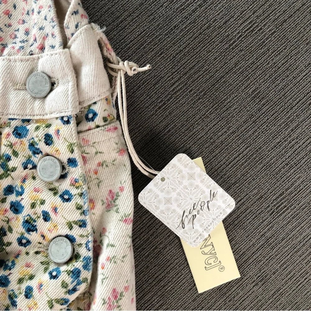 Free People Floral Print Overalls in Cream and Pink - Picture 7 of 10
